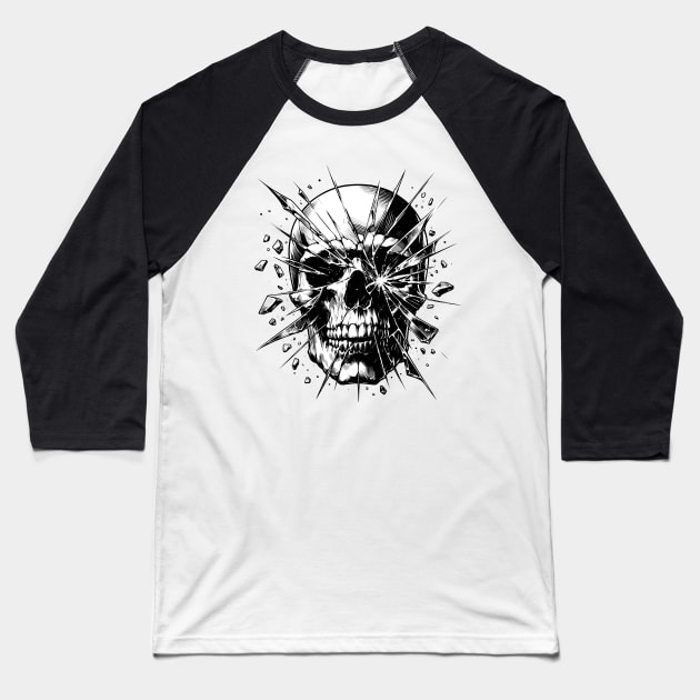 Broken crystal Skull Baseball T-Shirt by PrintSoulDesigns